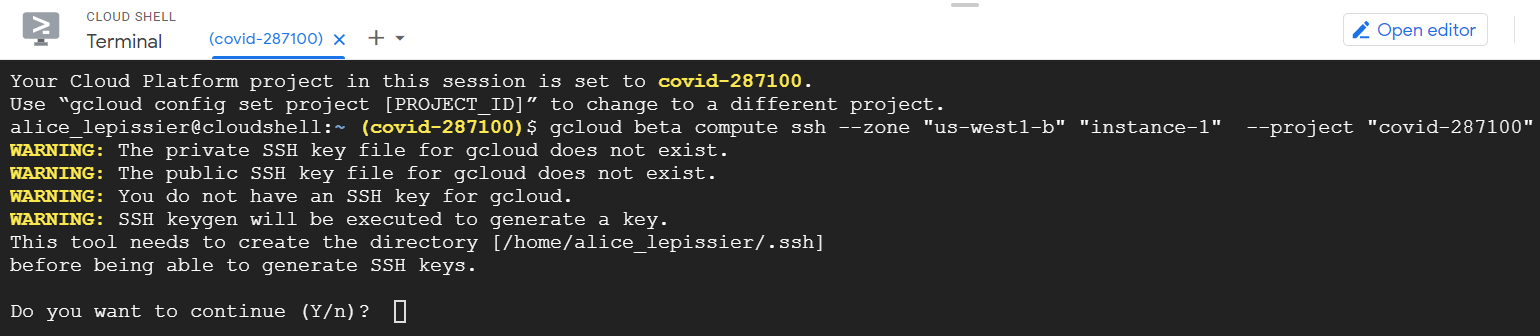 Run gcloud command.