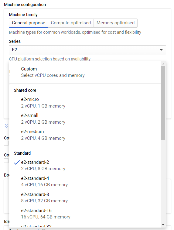 Choose your machine's specs.