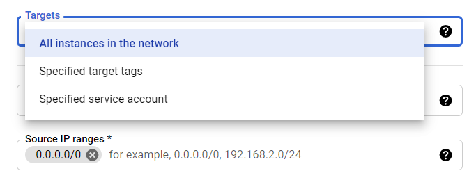 Specify targets and IP ranges.