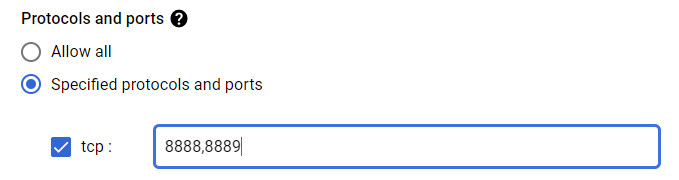 Specify TCP ports.